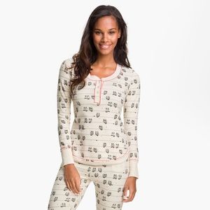 Kenzie Make Pretty Thermal Owl Pajama Top Sz XL